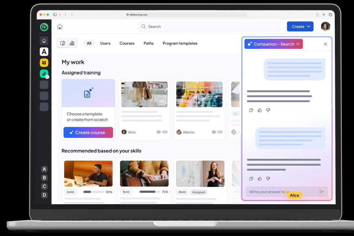 360Learning as an example of an employee training software