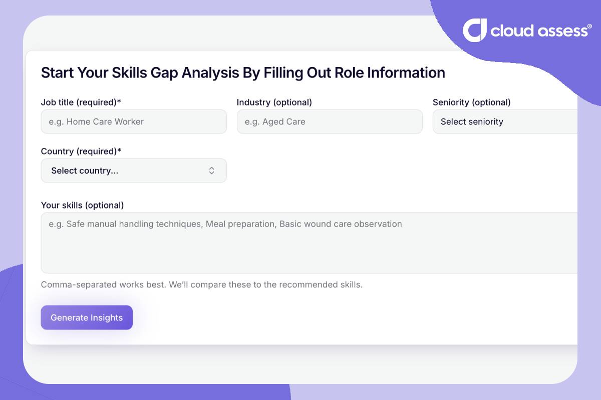 Cloud Assess's skills gaps analysis tool