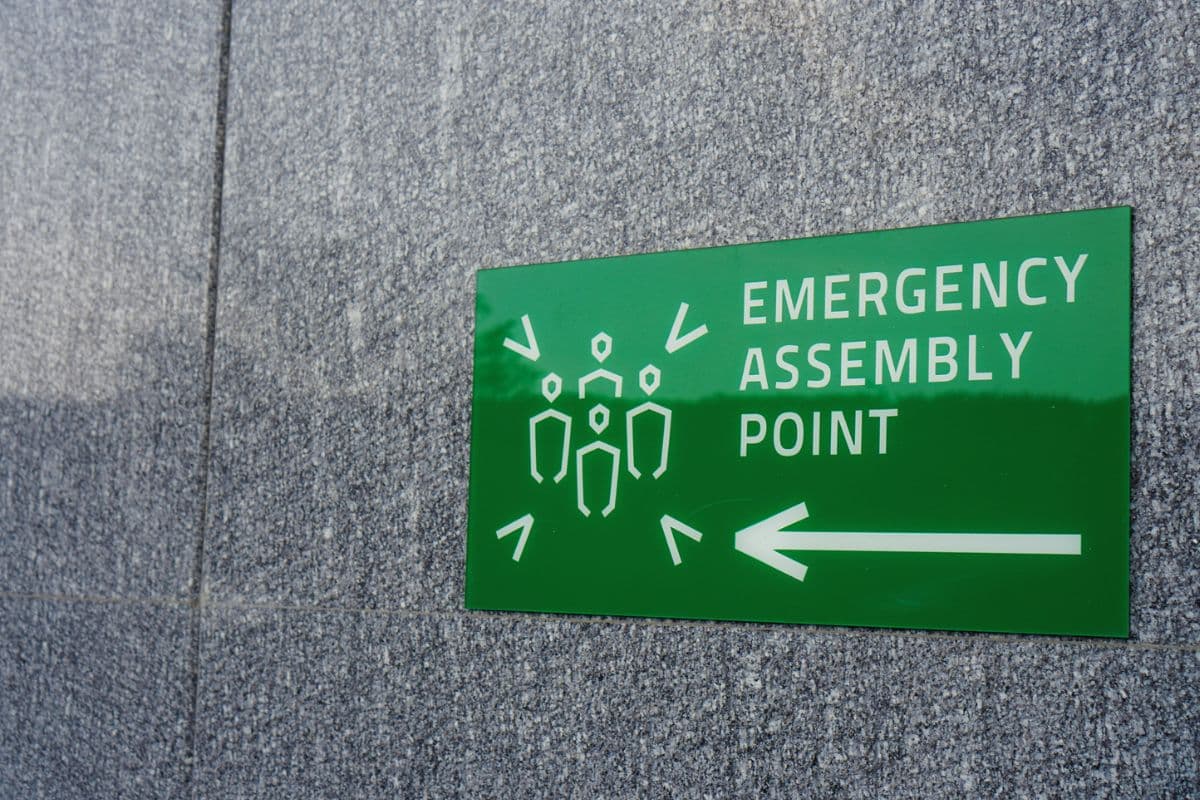 A sign of the emergency assembly point