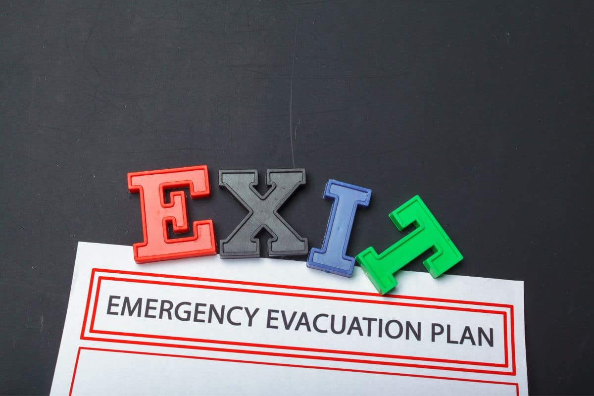 An exit point sign for cases of emergency evacuation