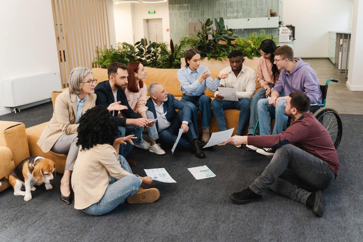Employees in a Group Debriefing for Collaborative Learning