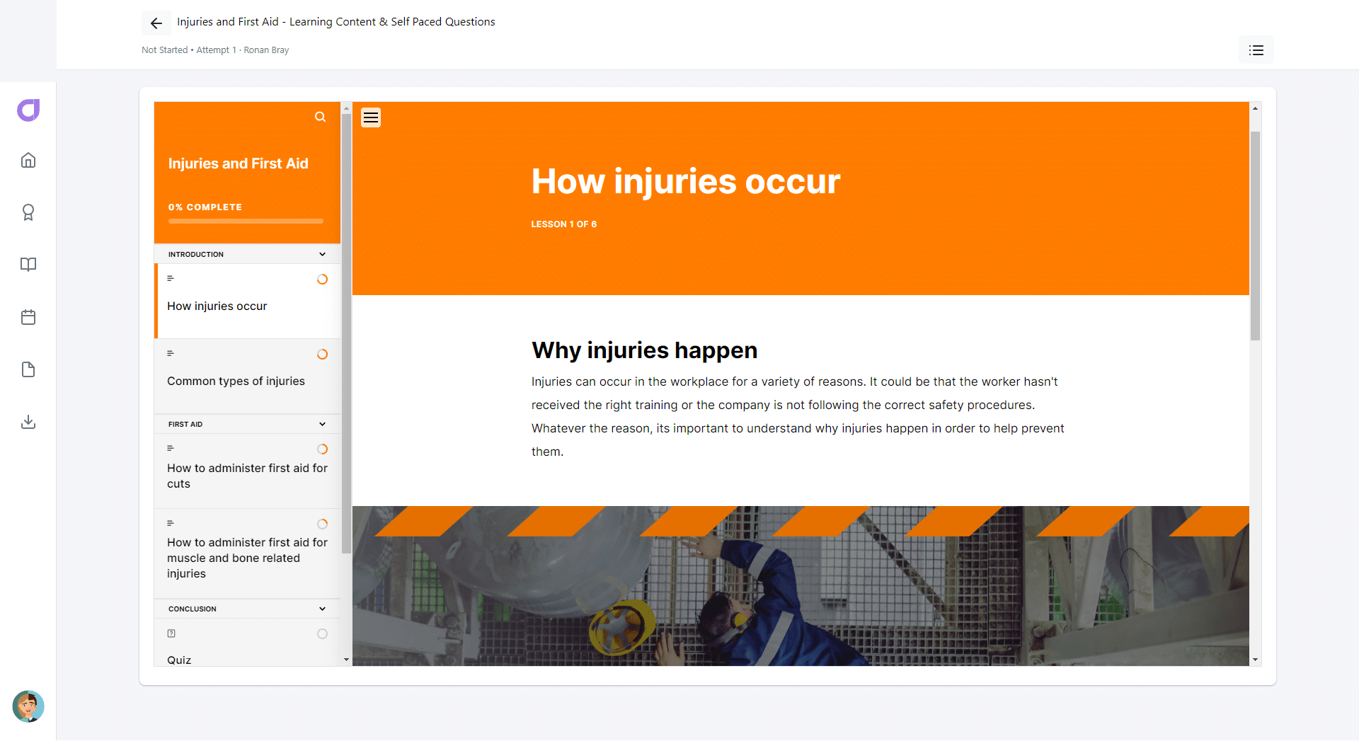 injuries and first aid free training course screenshot 4