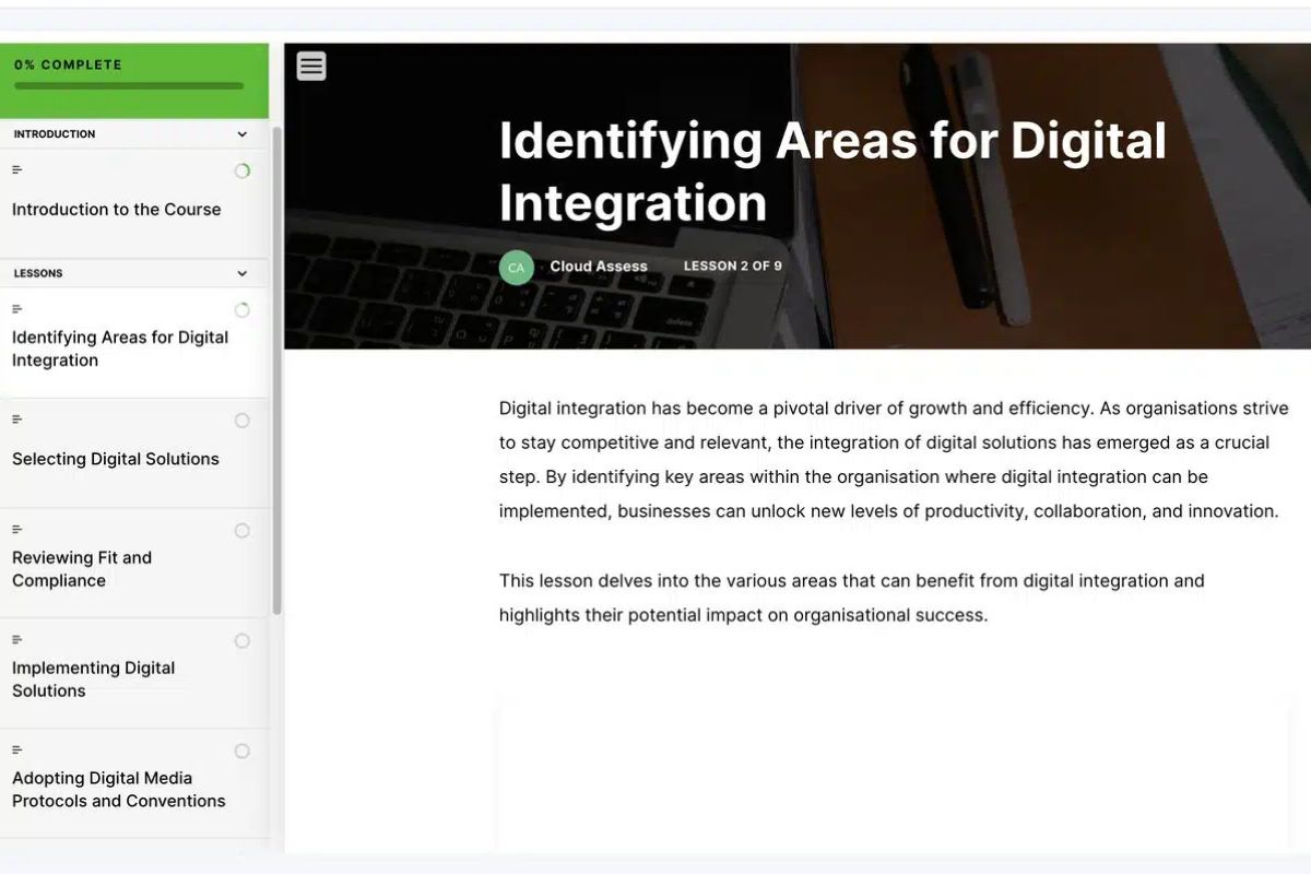 Integrate digital solutions into workplace processes course