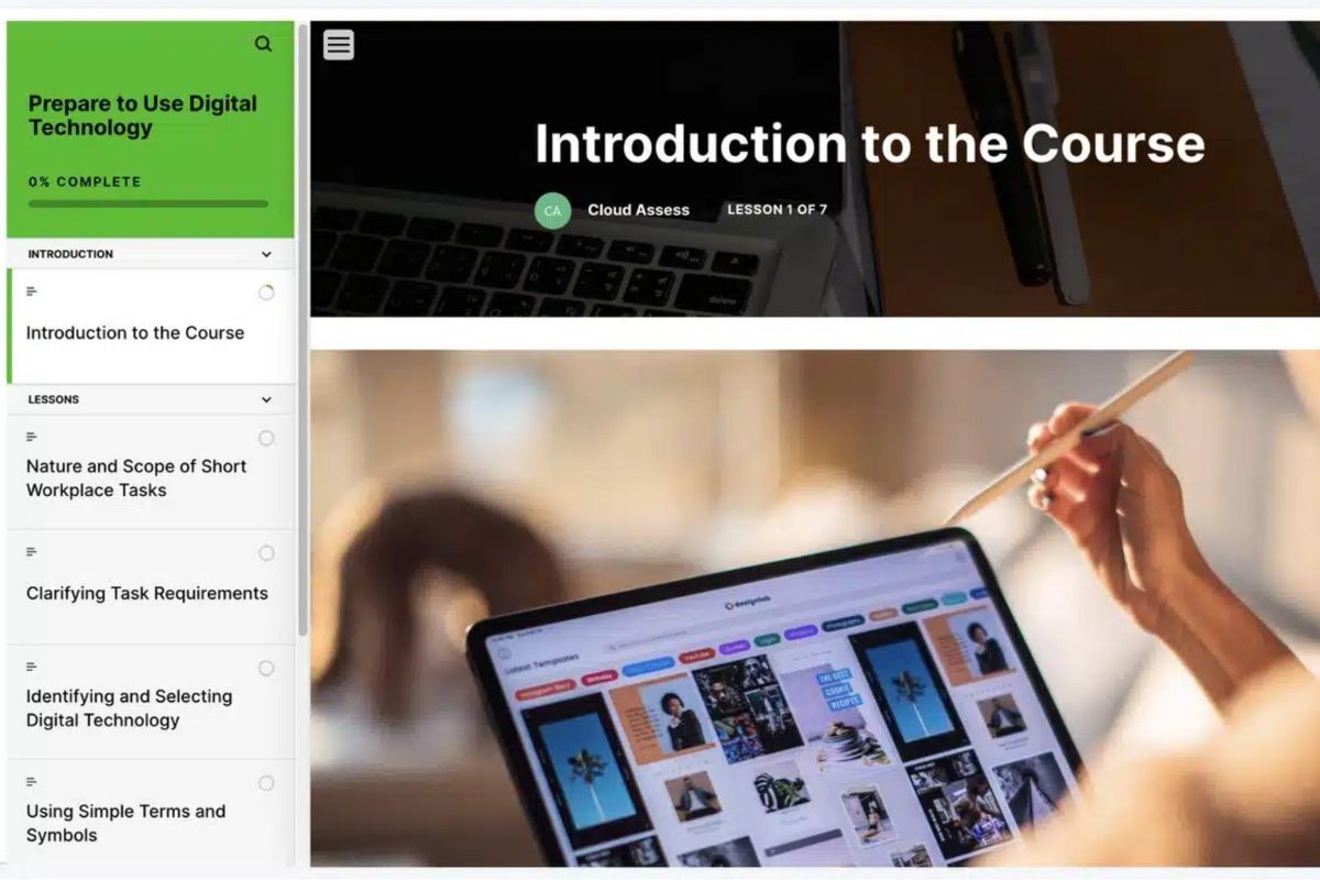 Preparing to use digital technology course