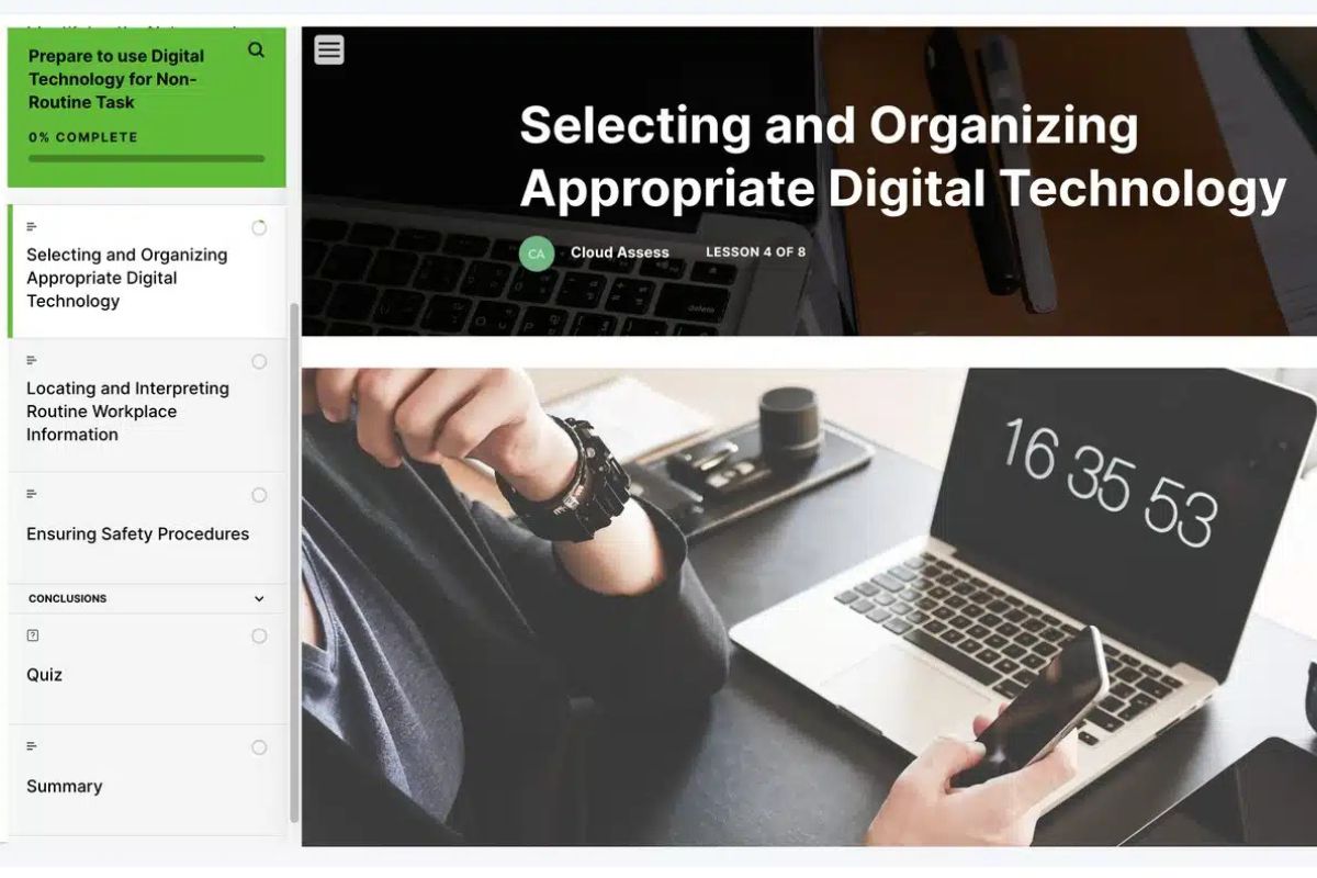 Preparing to use digital technology for non-routine task course