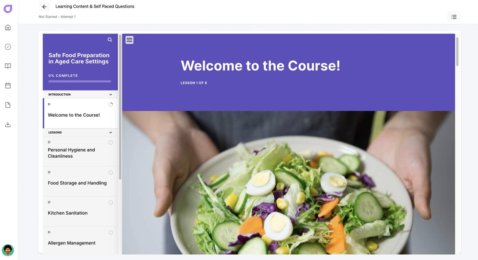 Safe Food Preparation in Aged Care Settings 0 course screenshot