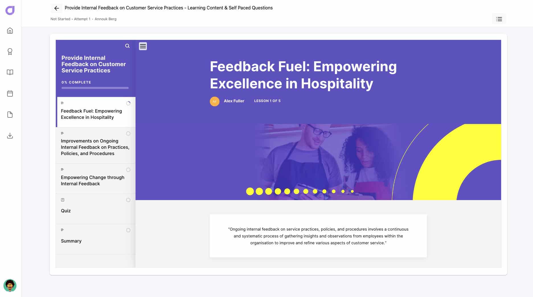 provide internal feedback on customer service practices course 1