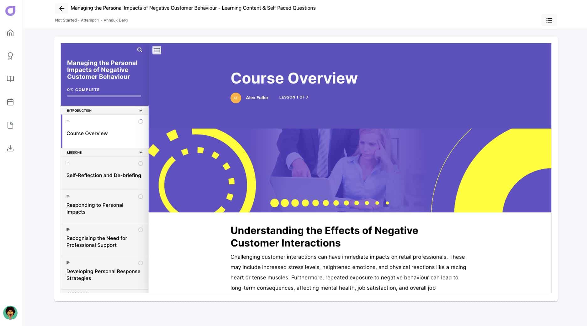managing negative customer behaviour impacts course 4