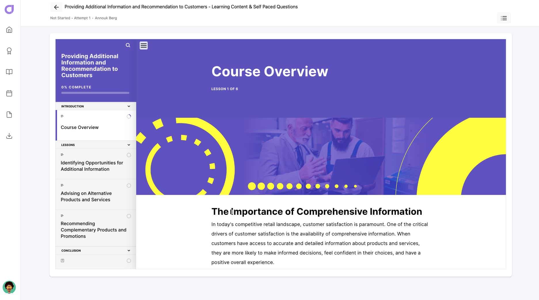 providing additional information course 1