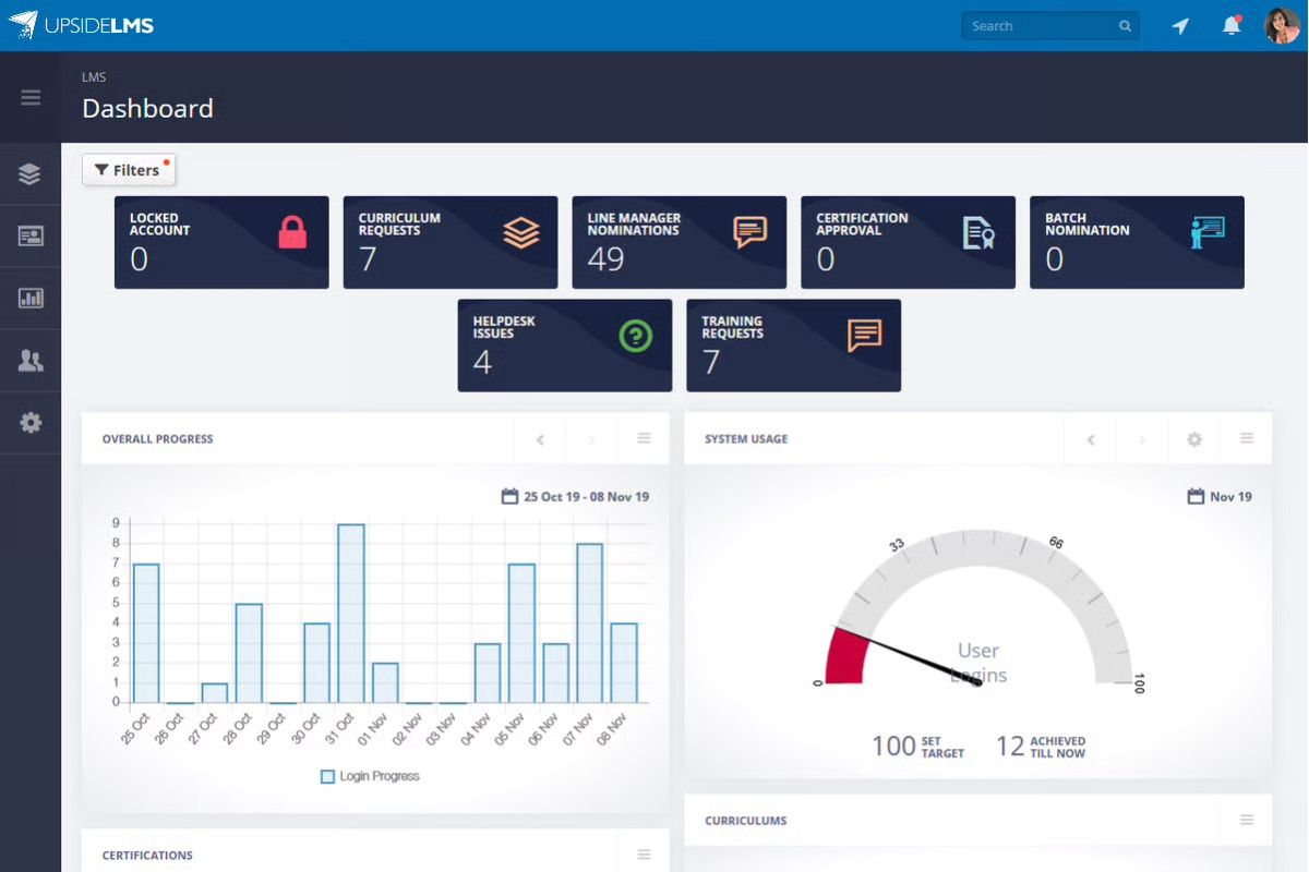 Upside LMS as an example of a manufacturing LMS