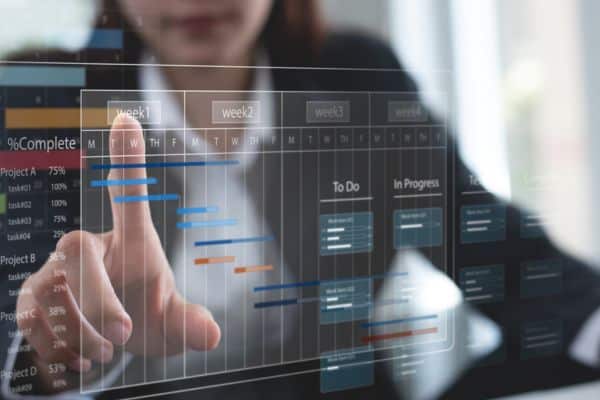A woman planning projects on a projects management platform