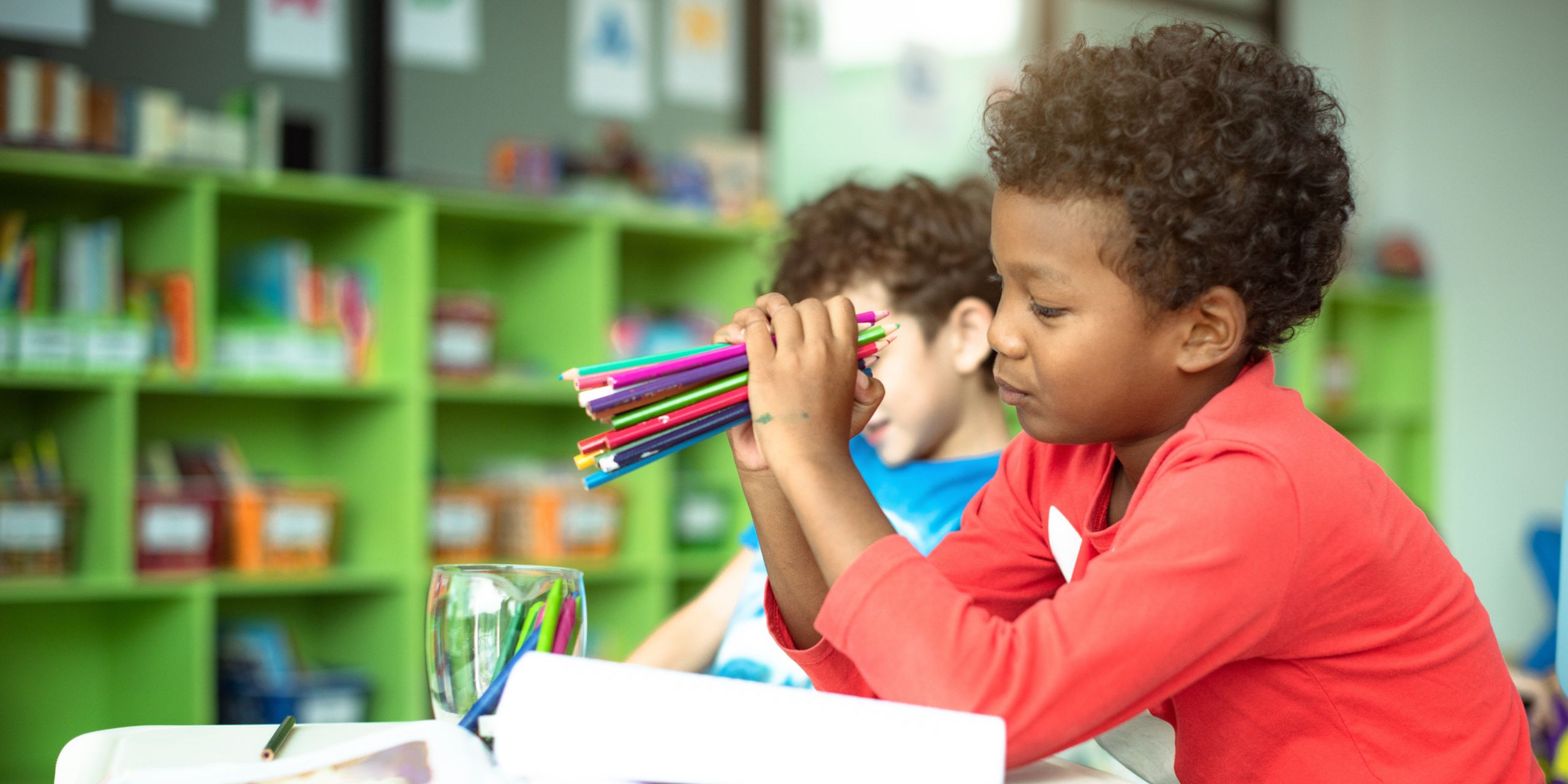 Two toddlers in a early childhood learning environment