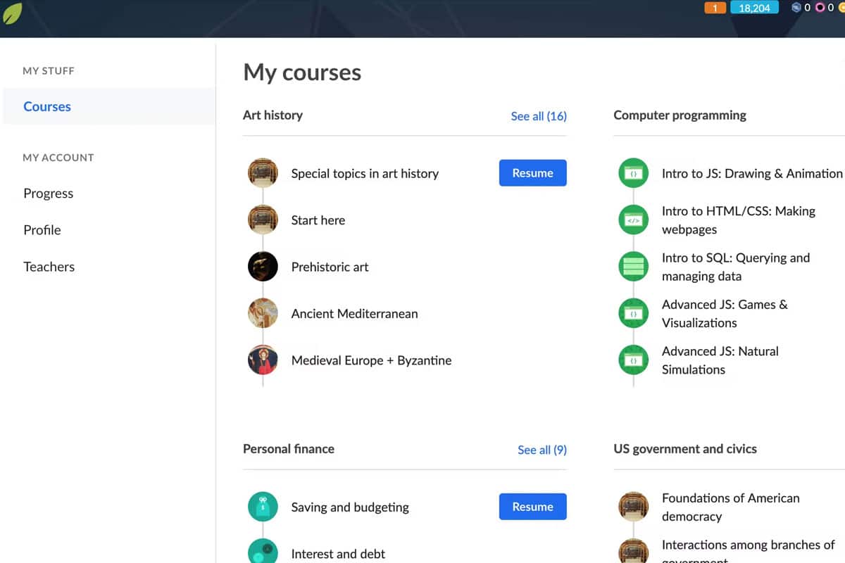 an example of khan academy's virtual learning environments