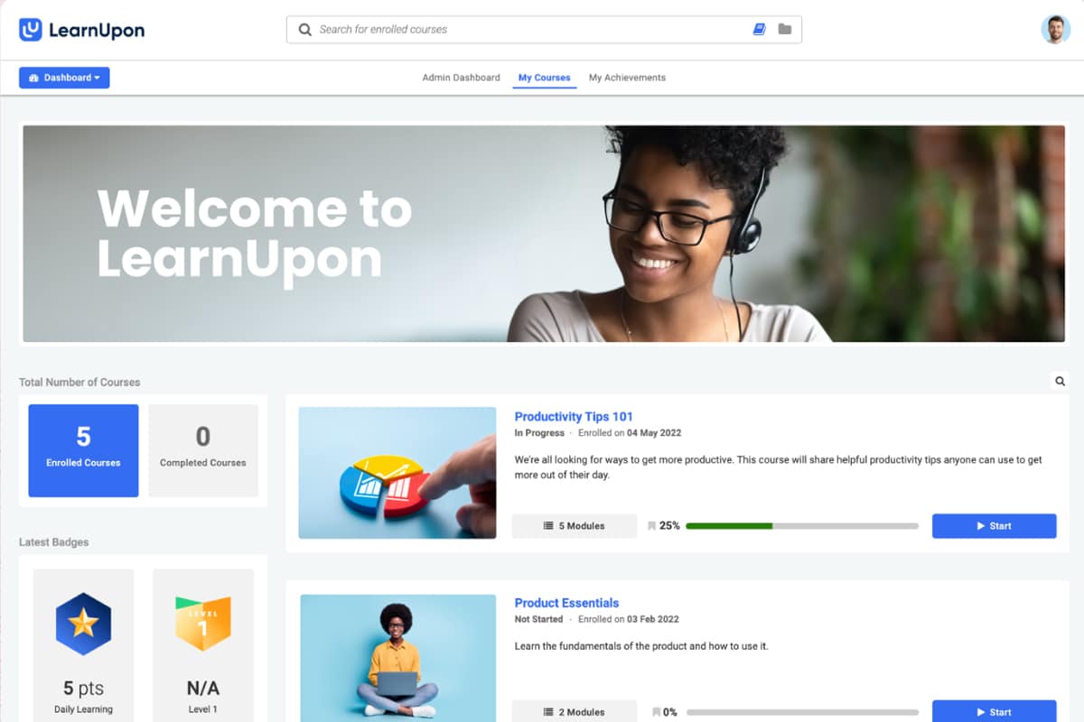 an example of learnupon's virtual learning environments