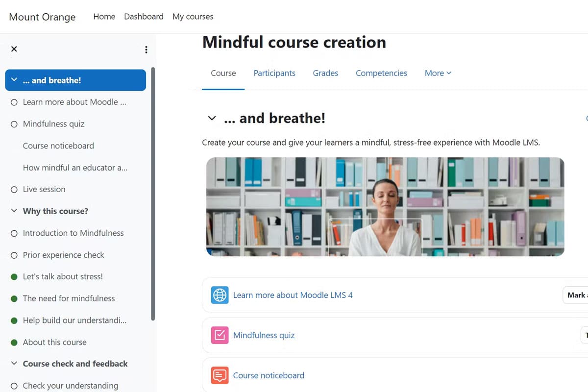 an example of moodle's virtual learning environments