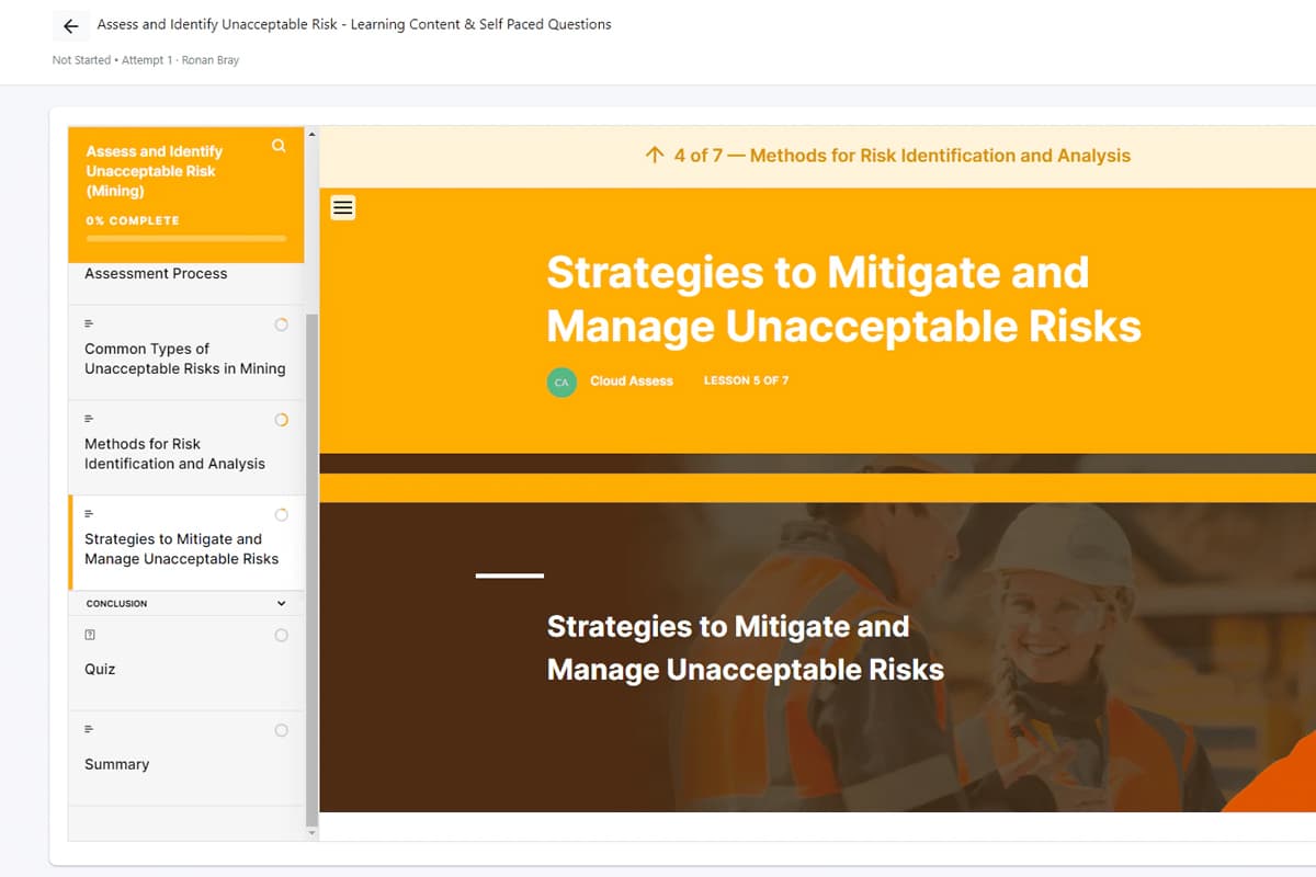 assess and identify unacceptable risk compliance training course