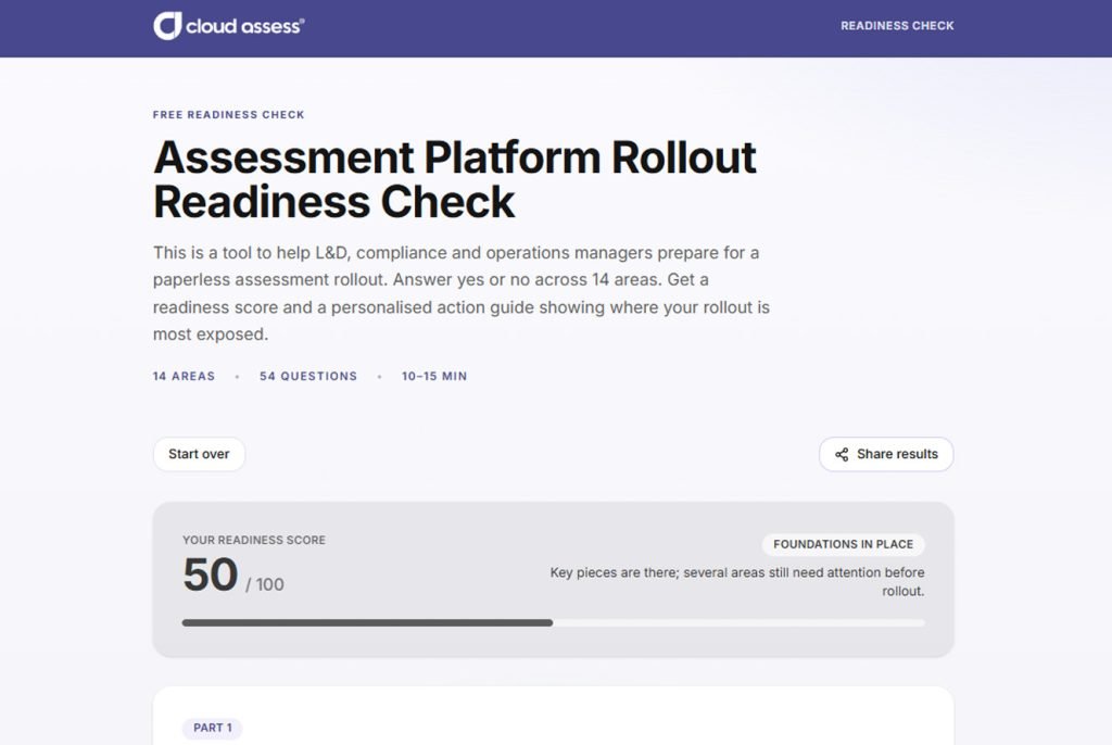 assessment platform rollout readiness example