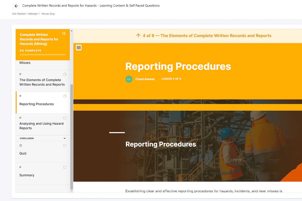 complete records and reports compliance training course