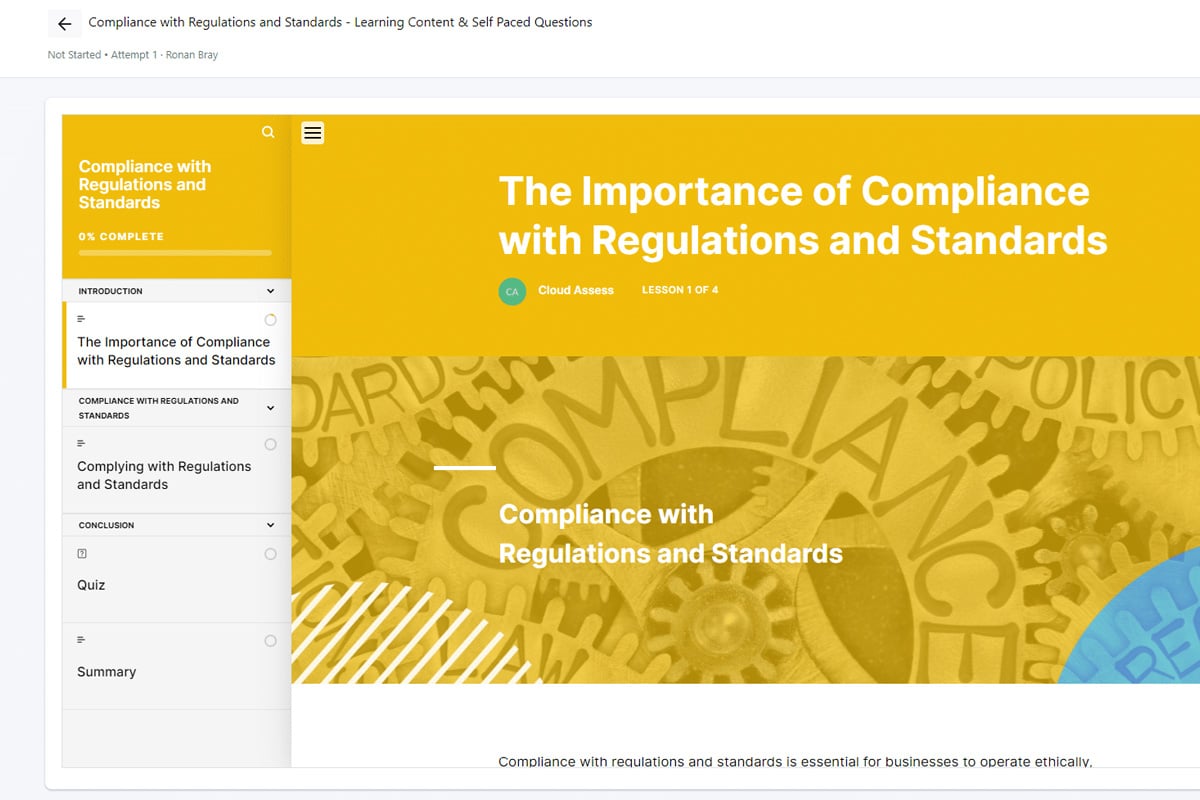 compliance with regulations and standards training course