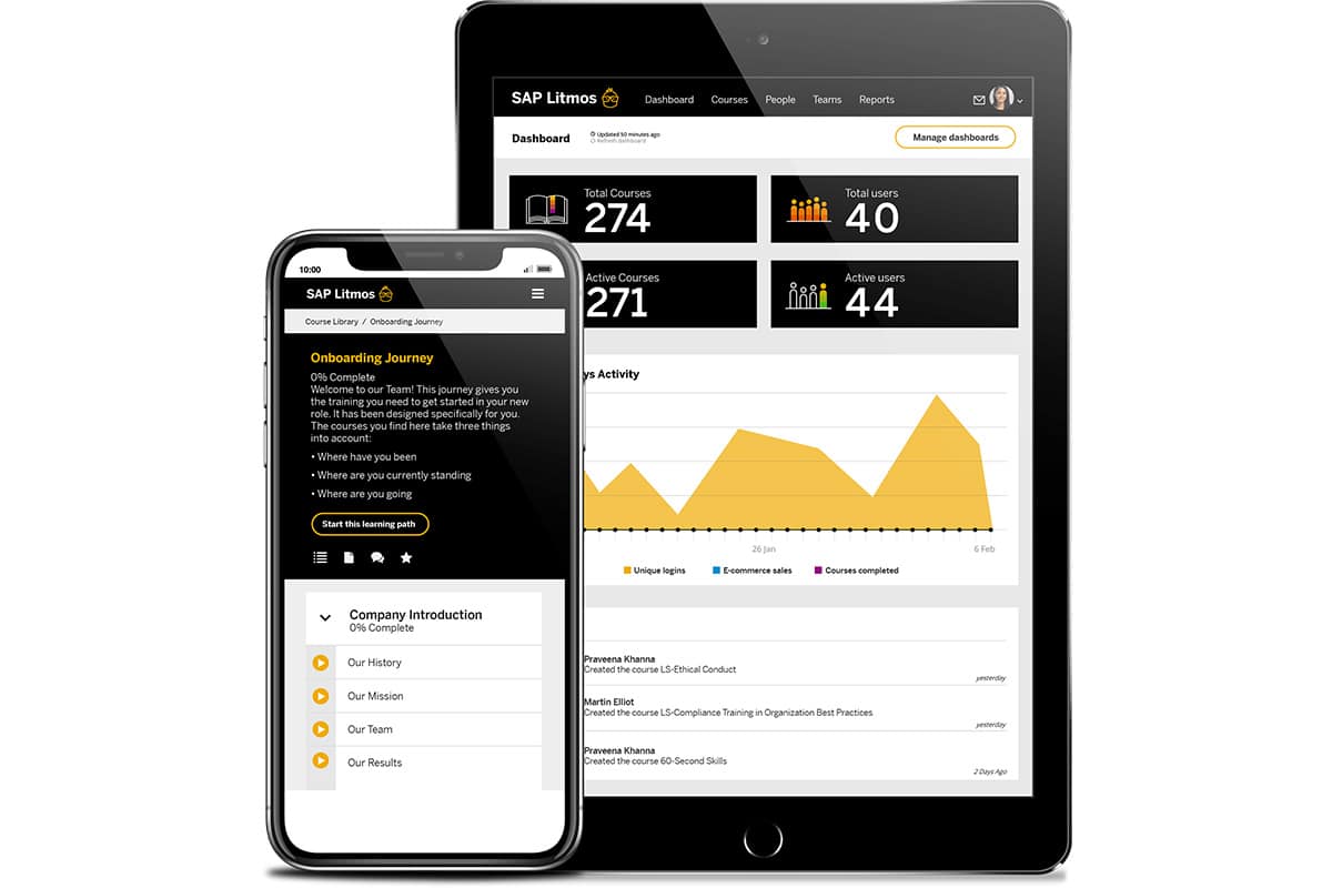 example of SAP LItmos LMS for corporate training