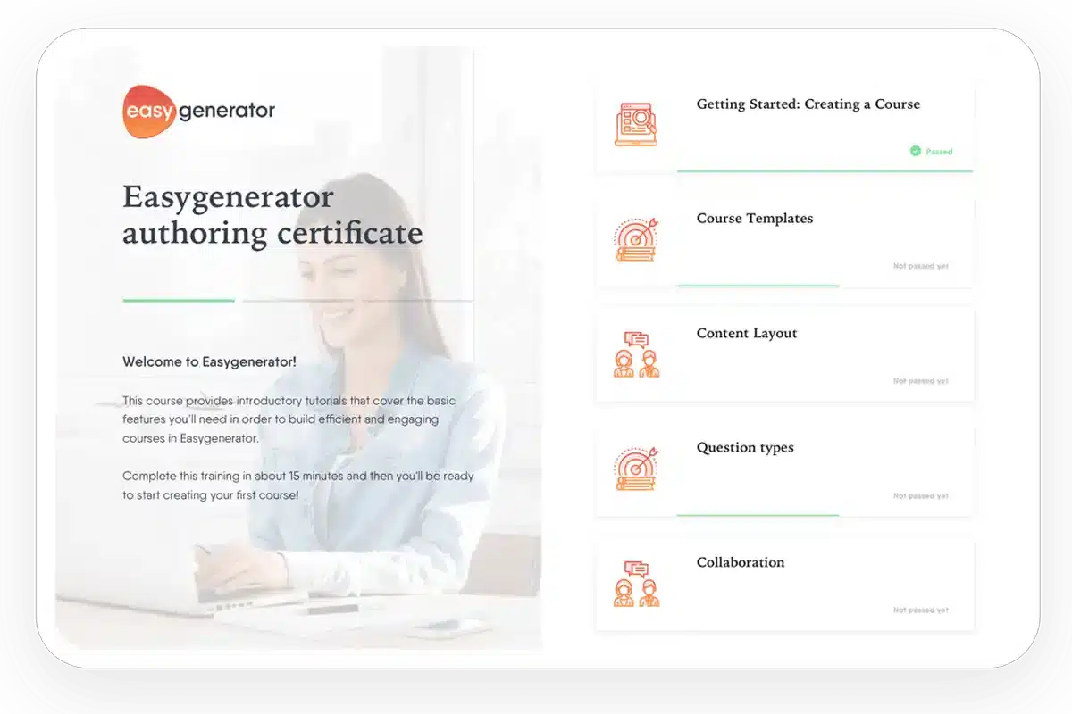 example of easygenerator as elearning authoring software