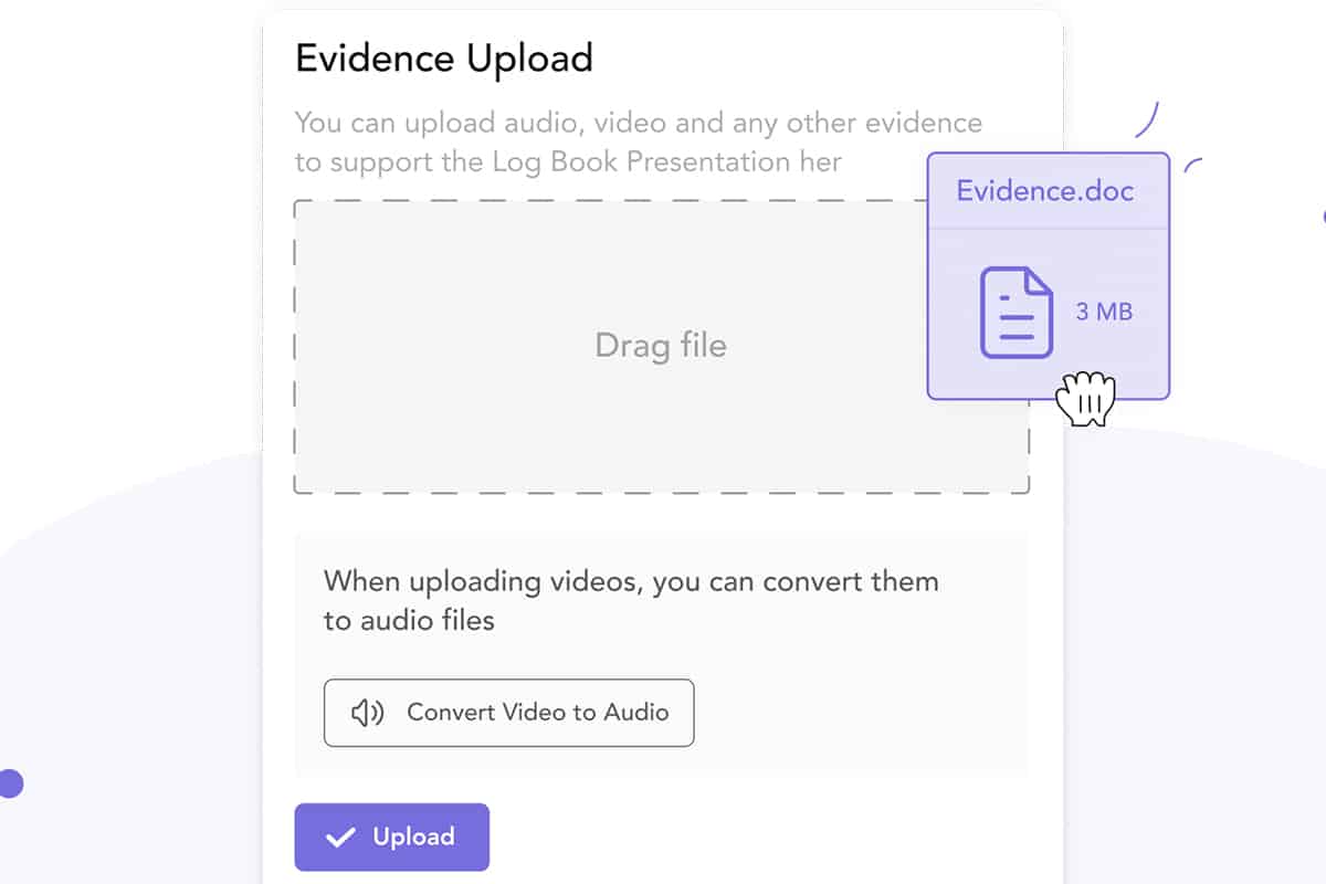 example of evidence upload for compliance as an lms feature
