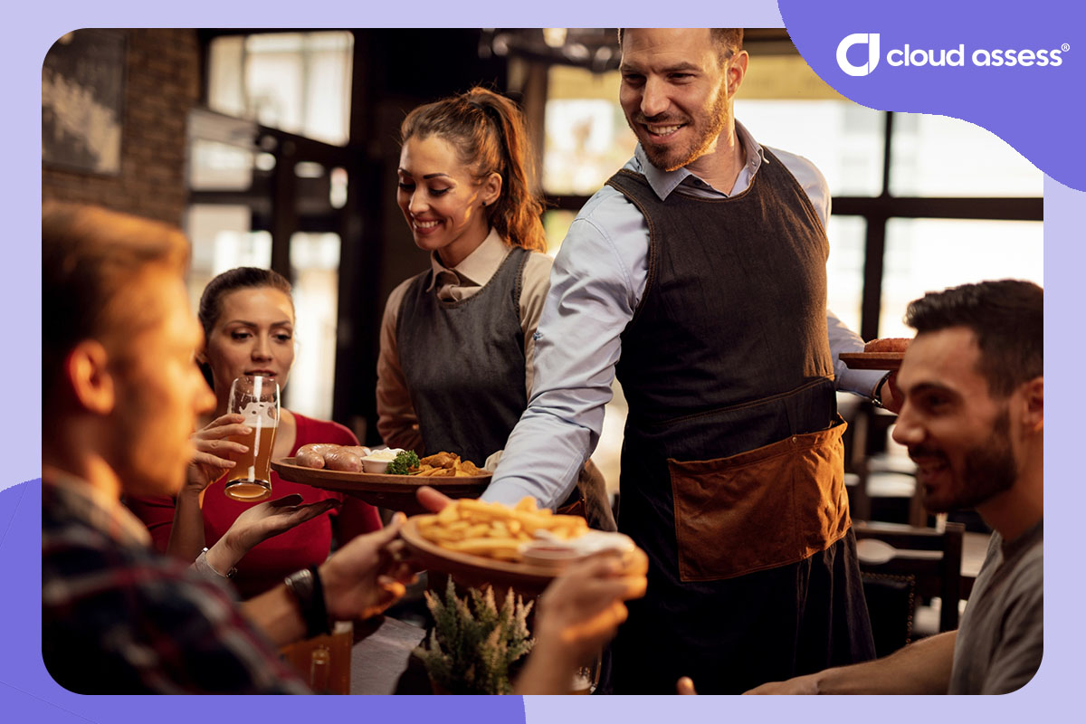 frontline workers in restaurant serve customers food
