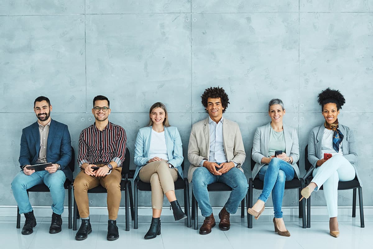 group of people wait for interview showing company growing and hiring