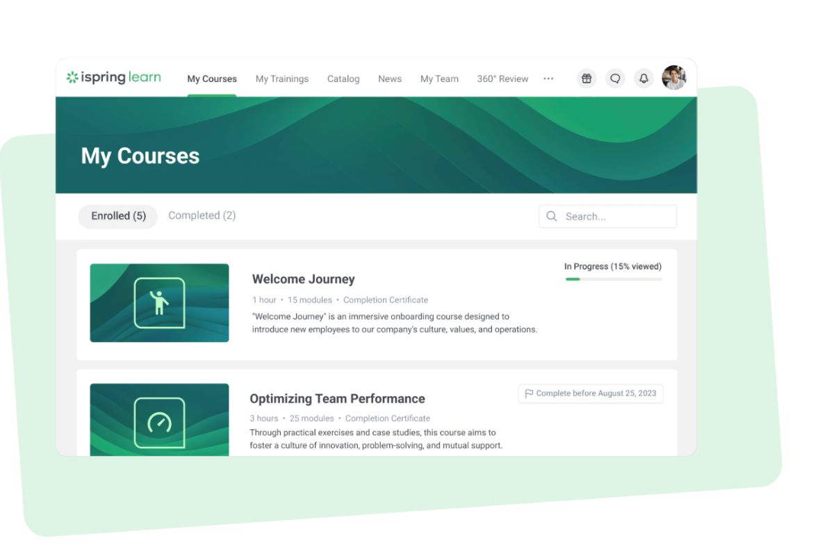 ispring as an example of an employee training software