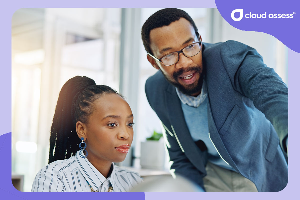 leader mentors staff member as part of employee training plan