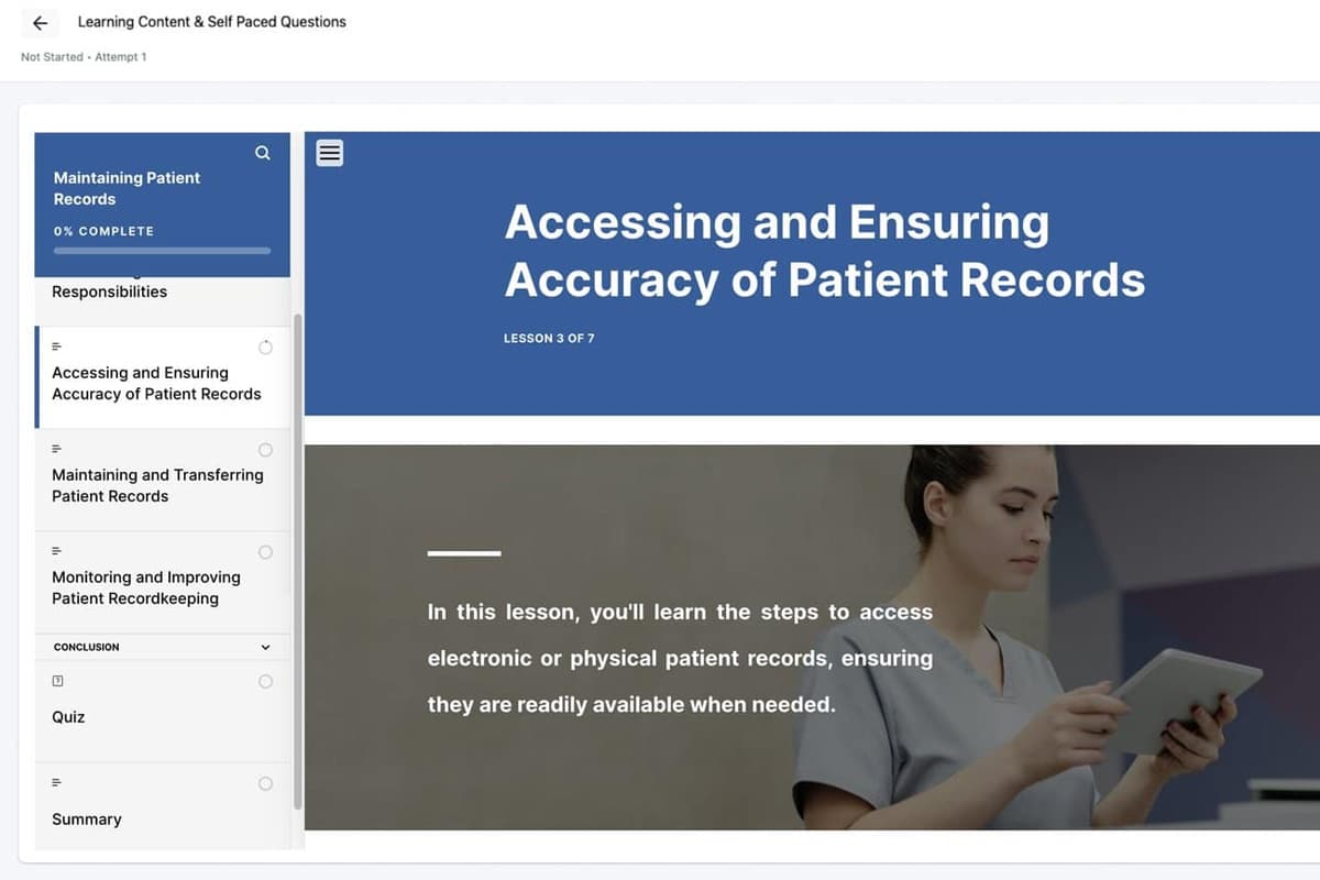 maintaining patient records in hospitals compliance training course