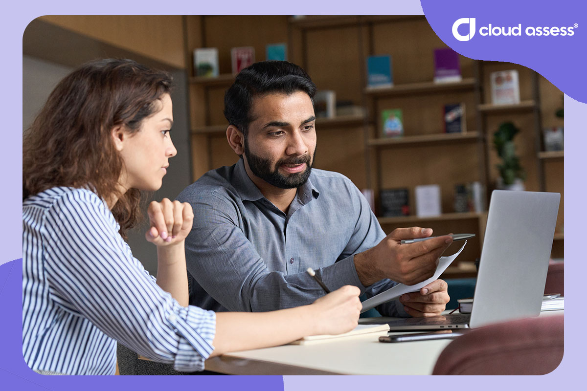 manager conducts performance review with employee