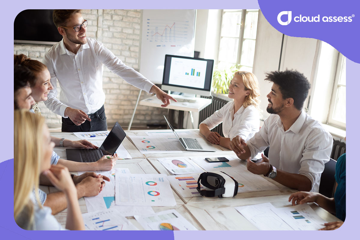 manager engages positively with team encouraging problem solving and critical thinking behaviours during meetings