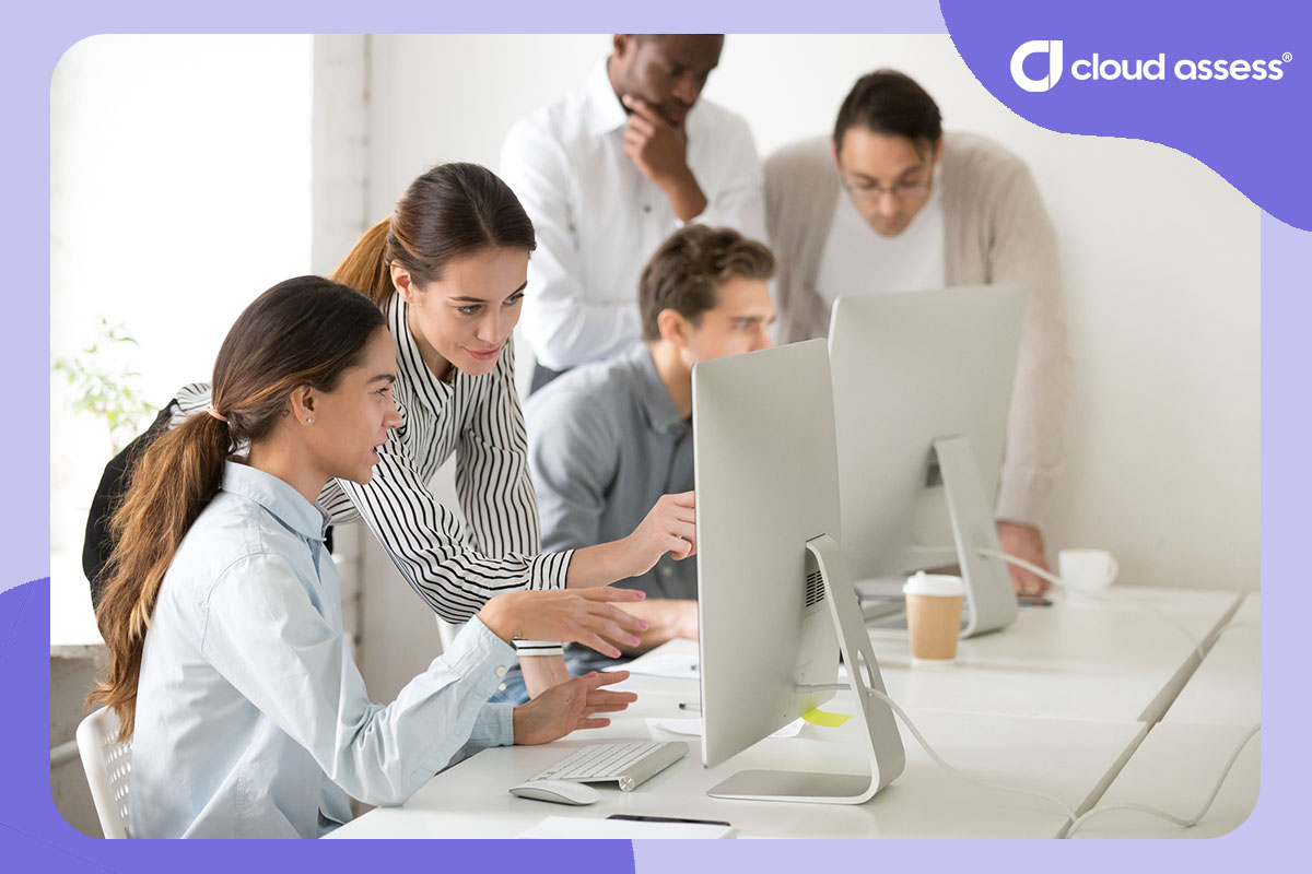 manager trains employees on how to use new lms platform