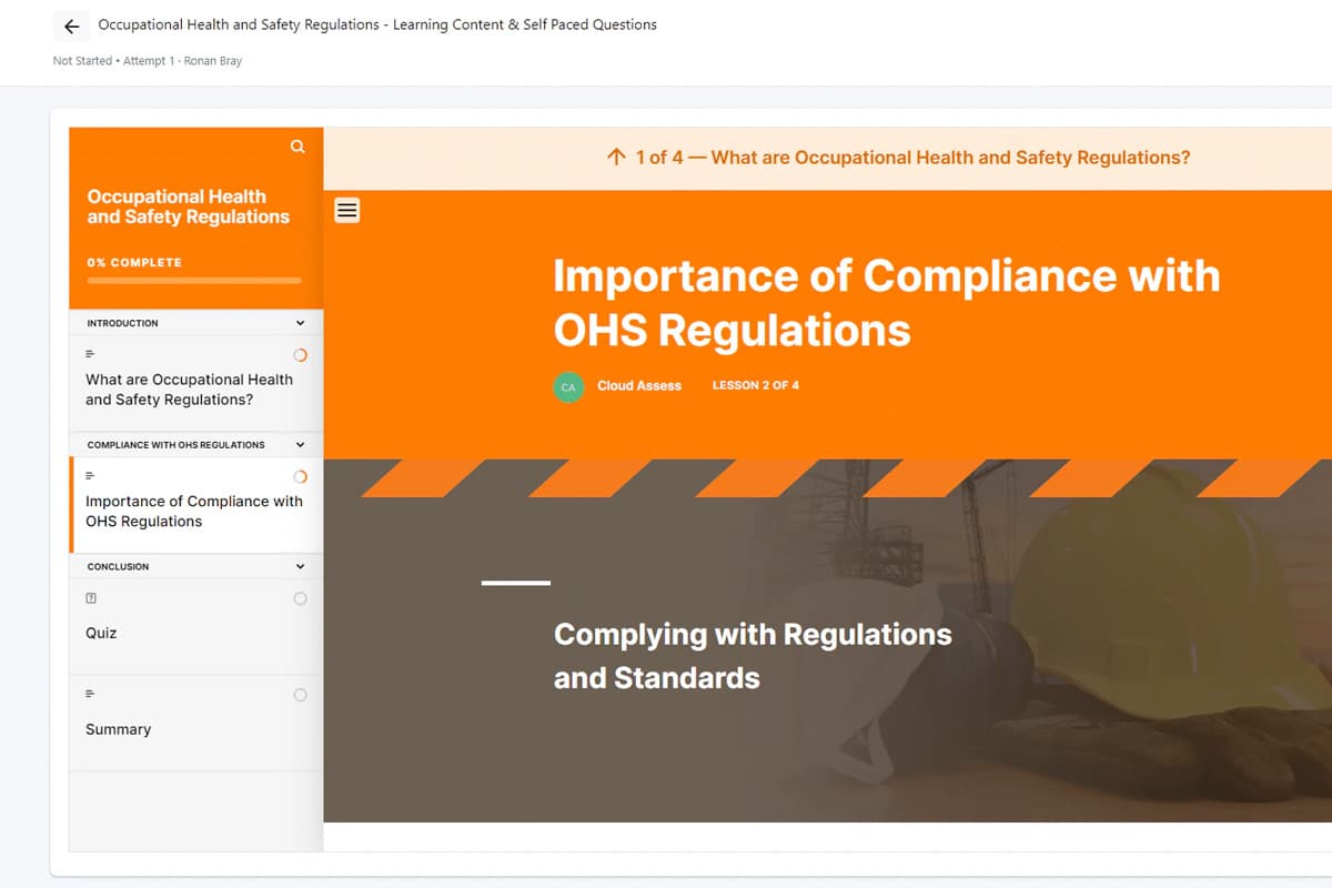 occupational health and safety regulations compliance training course