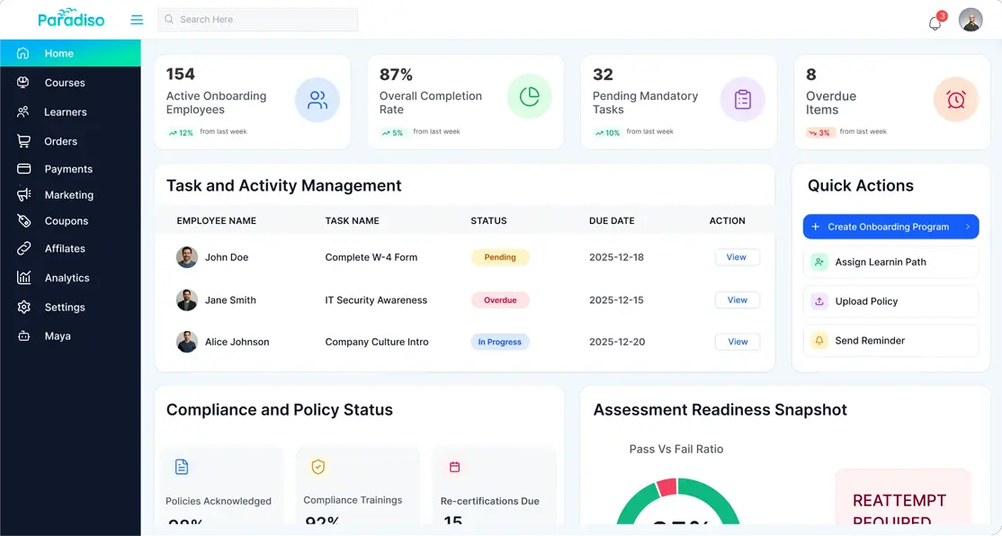 paradiso as an example of a training tracking software