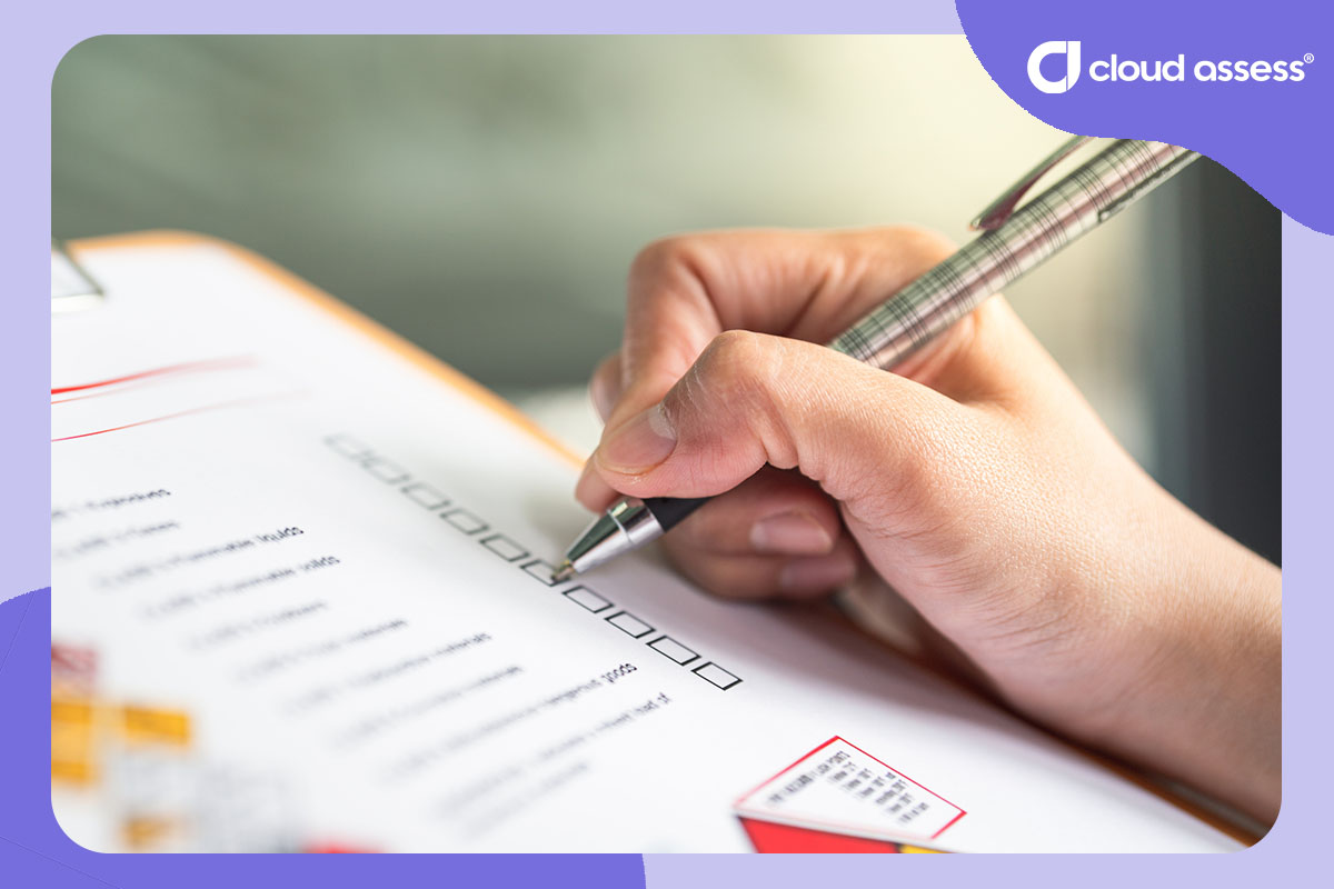 person ticks boxes on safety checklist