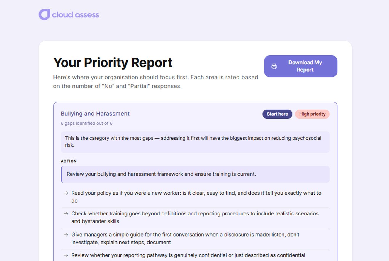 psychosocial hazards checklist example