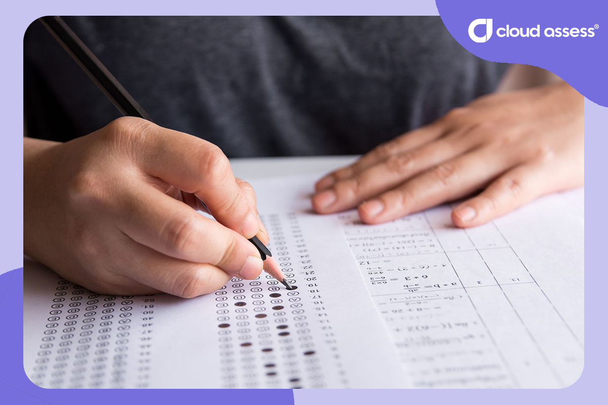 student completes math quiz