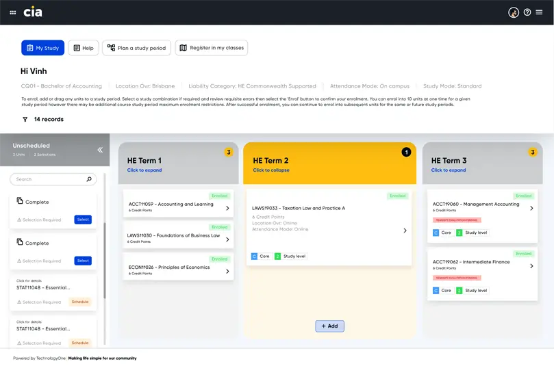 technologyone as student management system