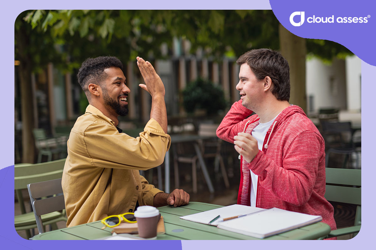 training coach high fives learner to celebrate training success