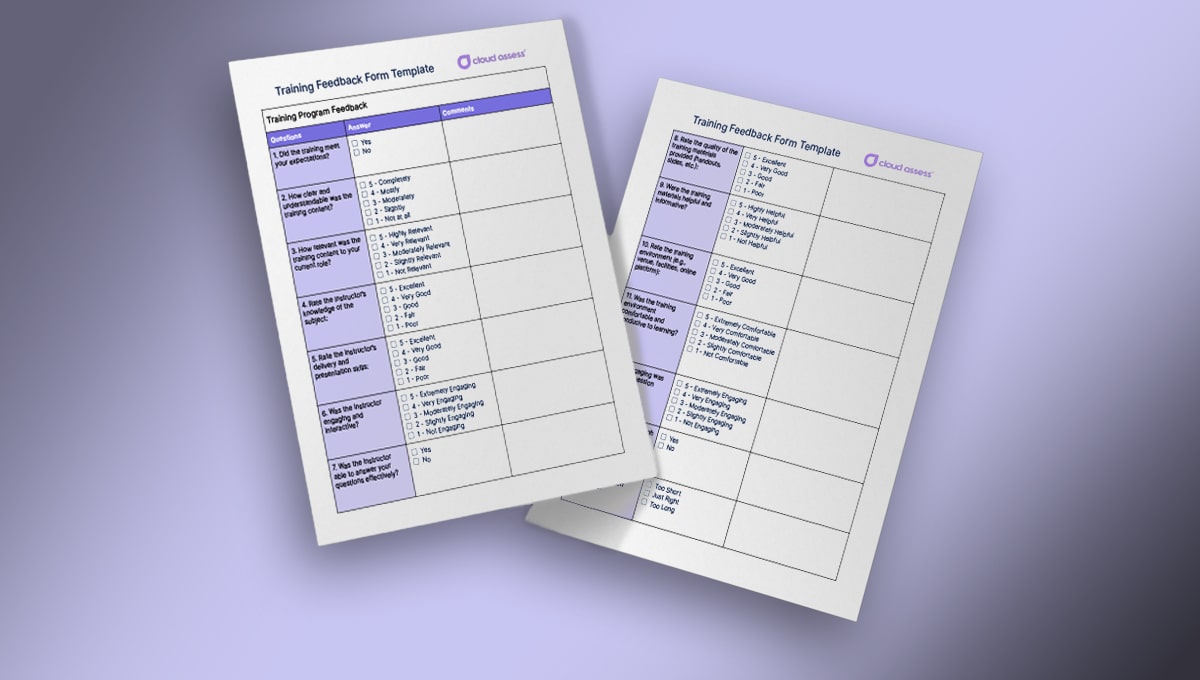 training feedback form Mockup 1