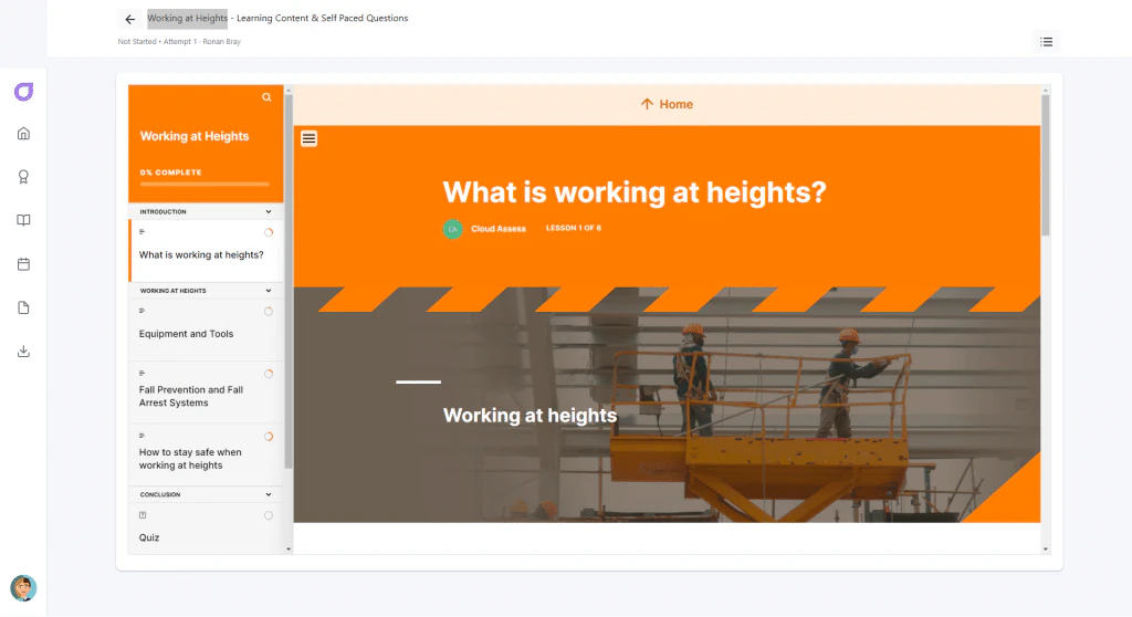 working at heights course preview cloud assess