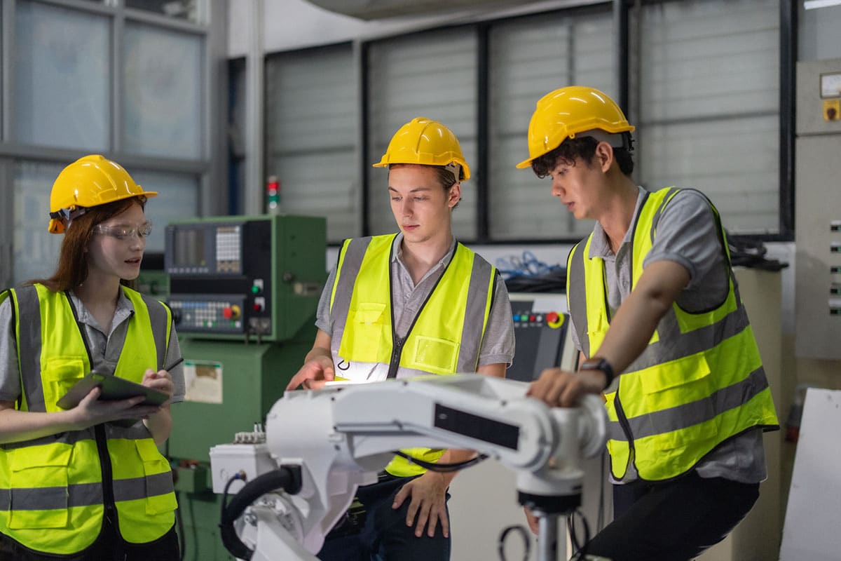 young apprentices learn how to use equipment indicating early training