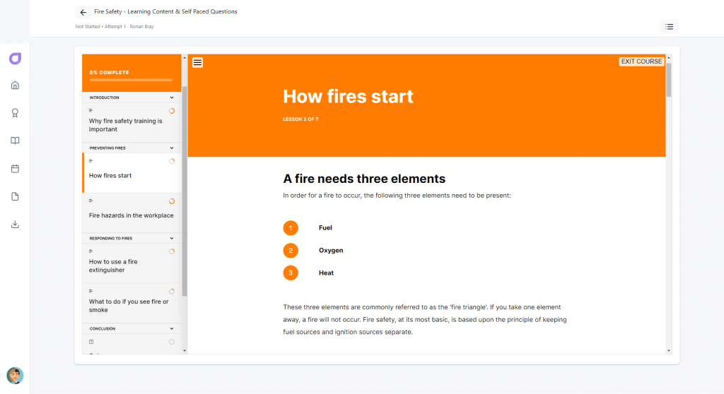 cloud assess fire safety course
