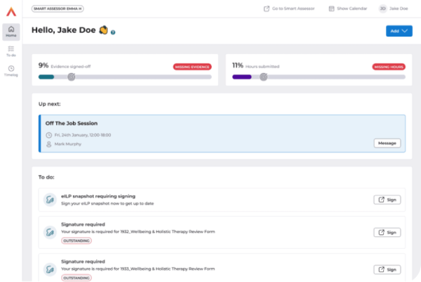 oneadvanced ePortfolio as blended learning assessment platform