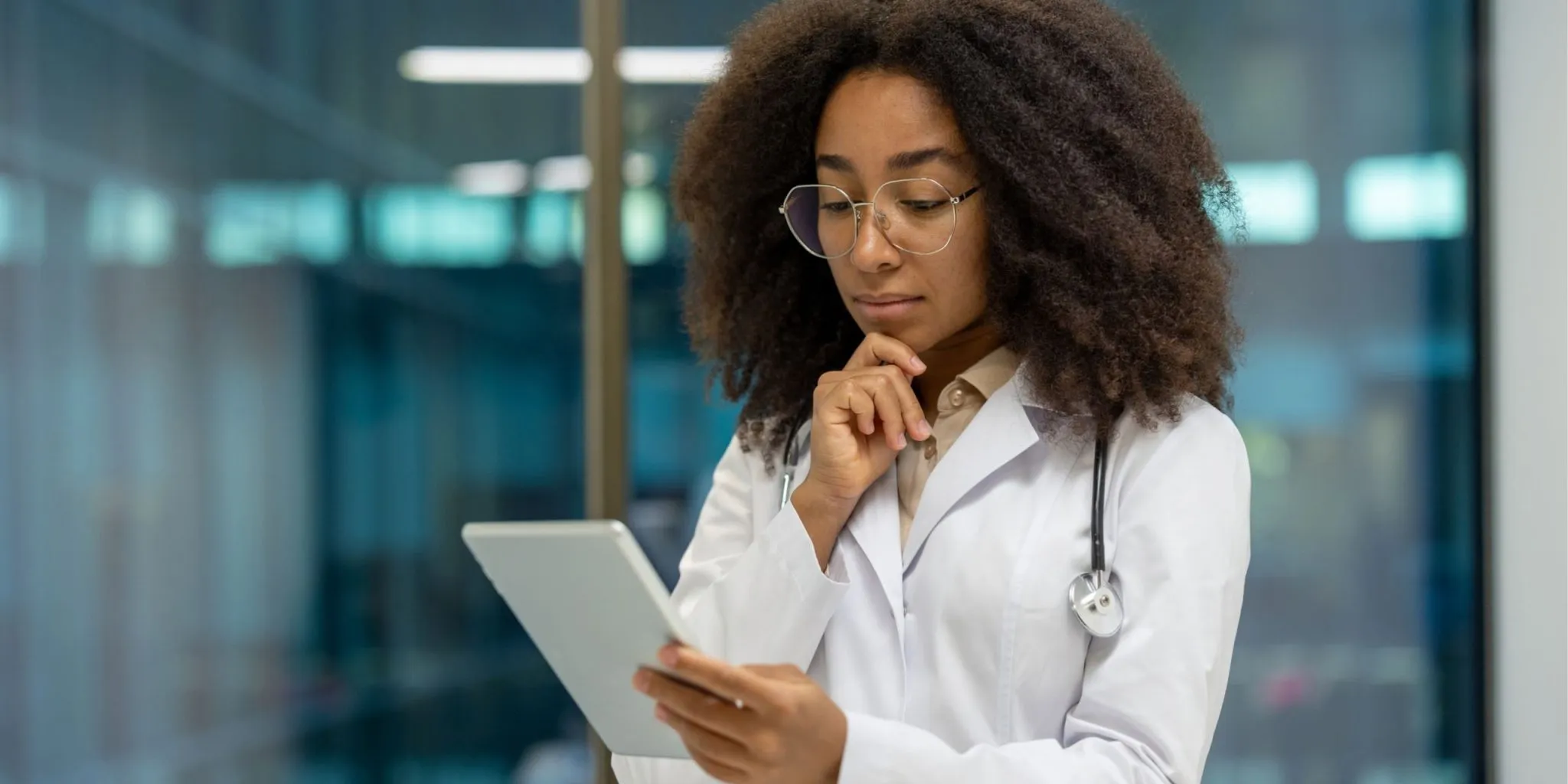 an example of a healthcare employee looking at their skills passport