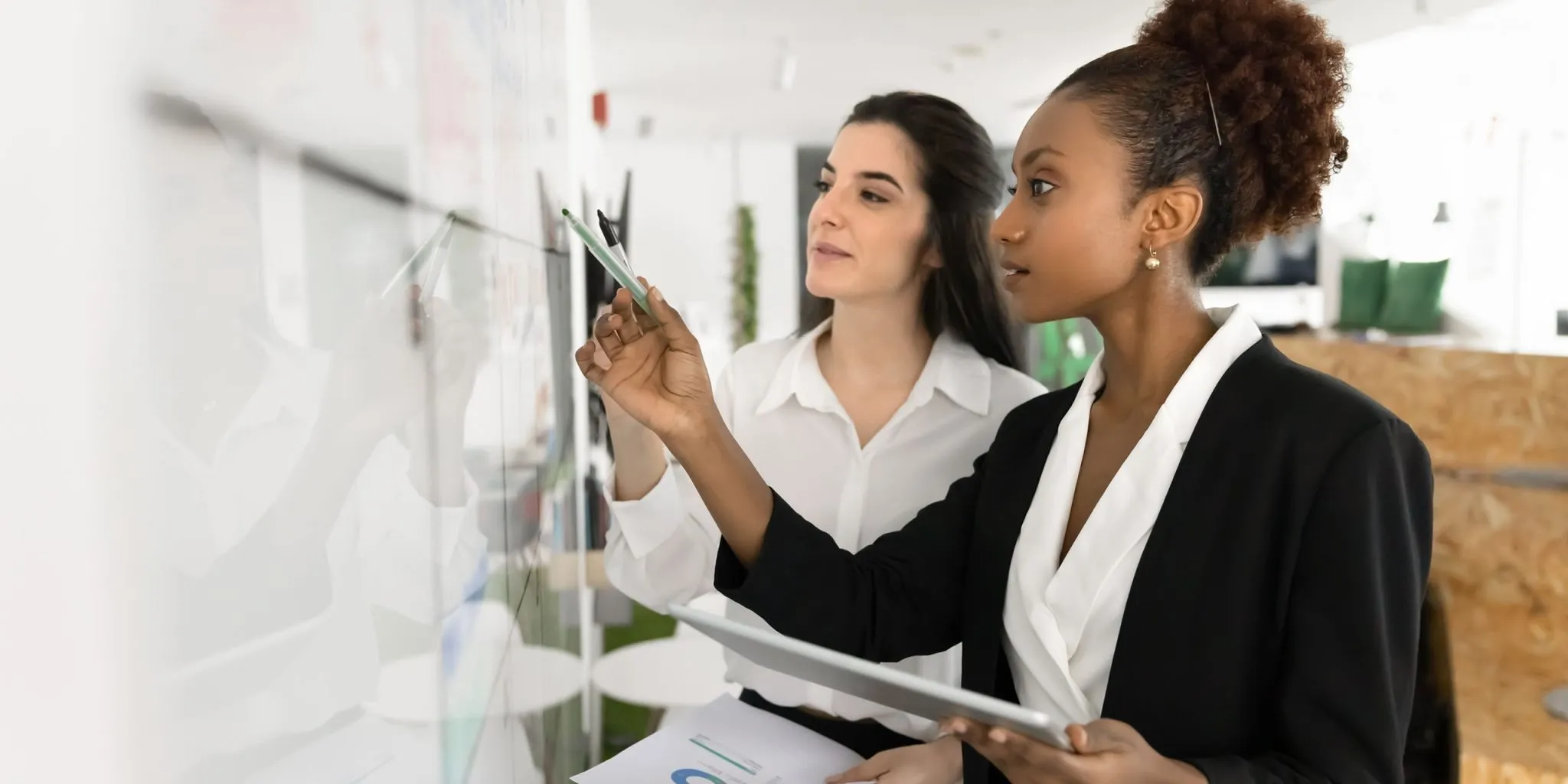 business leaders develop capability framework on whiteboard