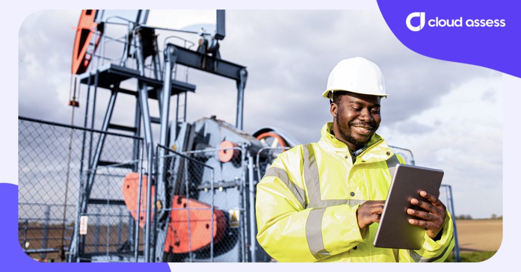 frontline worker engaged in online learning on site